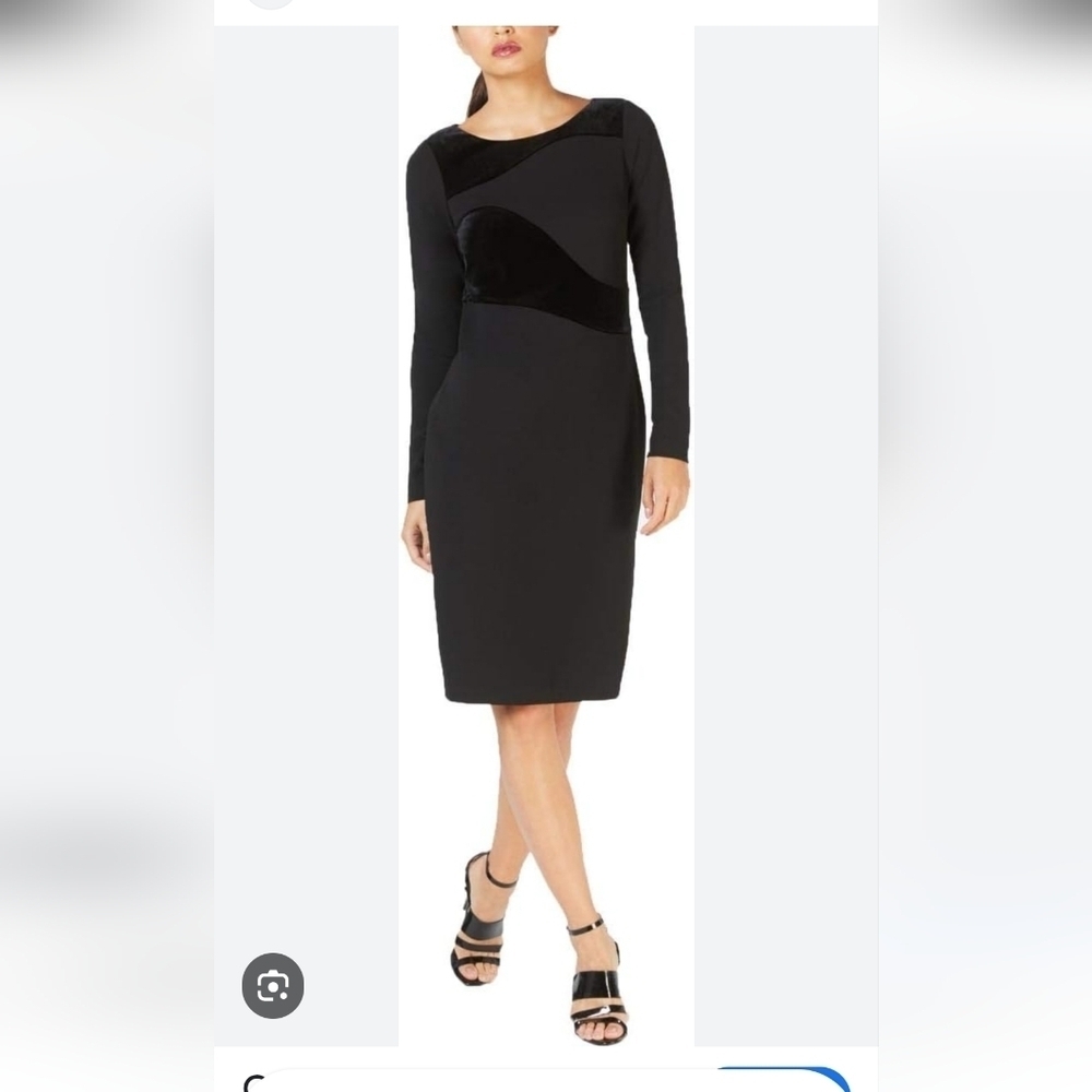 NWT Calvin Klein Long Sleeve Velvet-Swirl dress size 10 - Picture 5 of 13